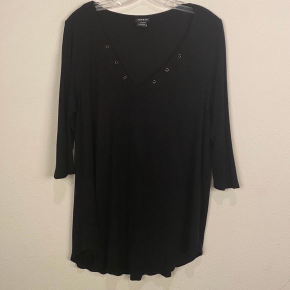torrid Tops - Torrid Black Ribbed 3/4 Sleeve Top torrid Tops - Torrid Black Ribbed 3/4 Sleeve Top
